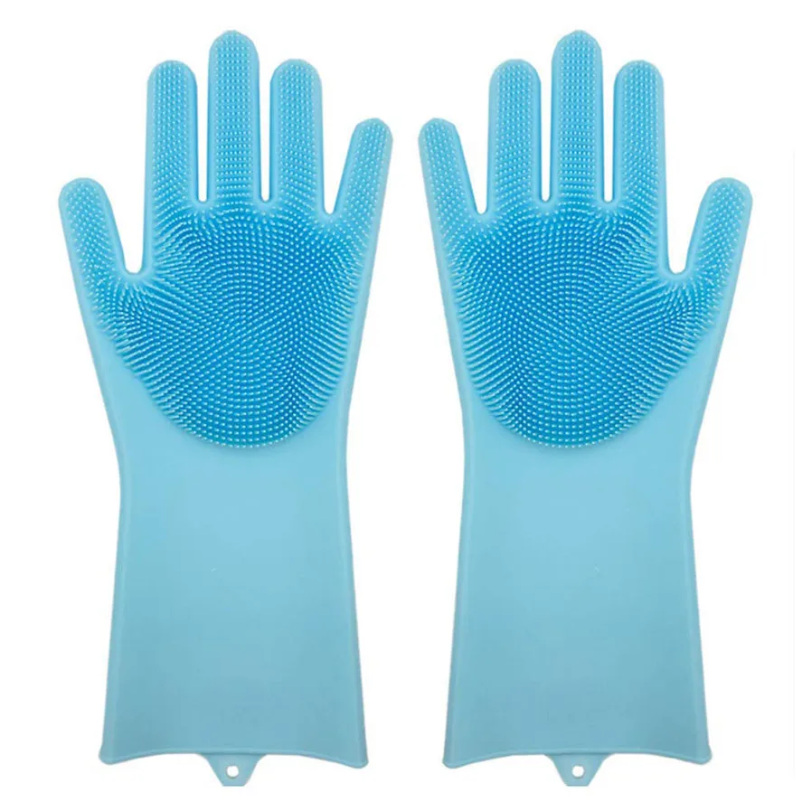 

New Silicone Home Cleaning Glove 1Pair Reusable Gloves Cleaning Brush Scrubber Gloves Heat Resistant Clean Tool Pet Hair Care 30