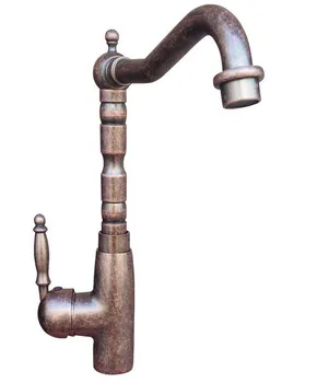 

Antique Copper Single Handle Kitchen Sink Swivel Spout Faucet Mixer Tap Cnn017