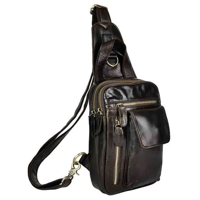 mens genuine leather sling bag