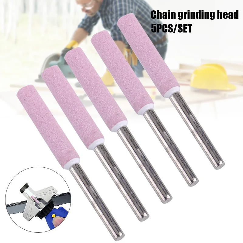 

5 Pcs 4.8mm Chainsaw Sharpener Burr Chain Saw Grinding Stone File HYD88