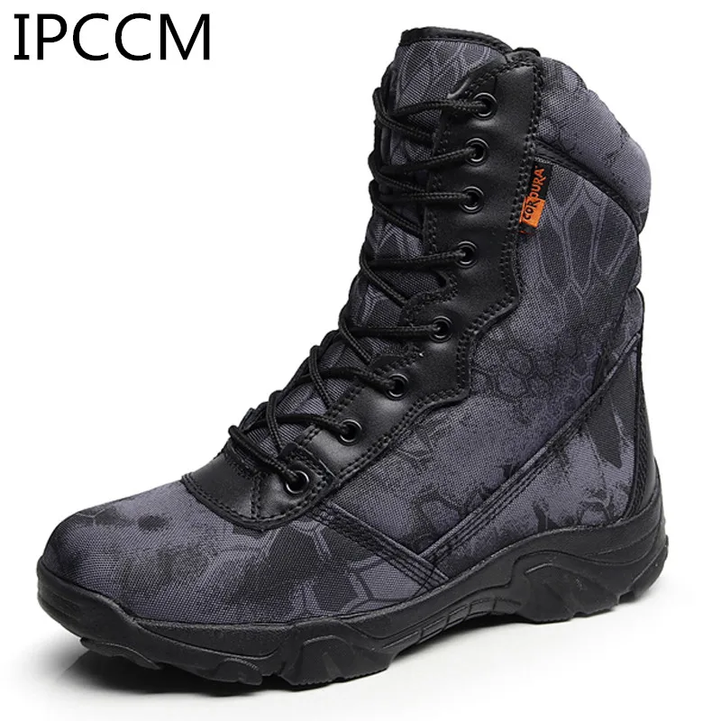 

Men's Military Tactical Military Boots Winter Round Head Side Zipper Fashion Warm Casual Cross Strap Men's Flat Boots