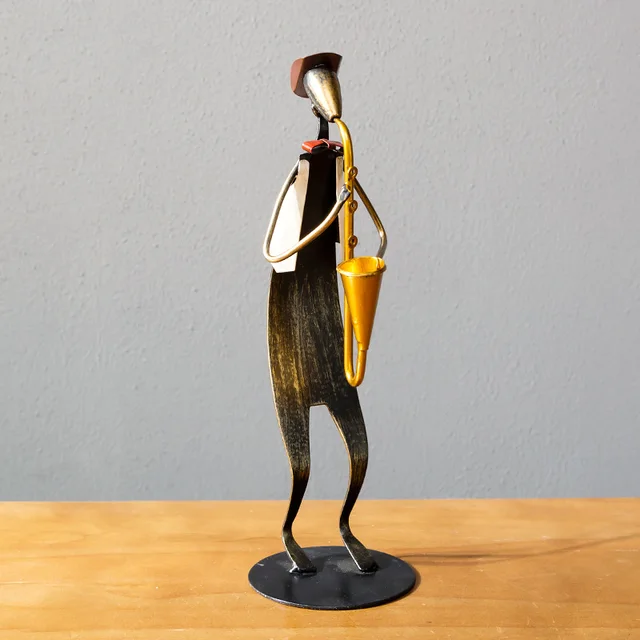 European Metal Music Man Music Band Figurines Musical Instrument Decor