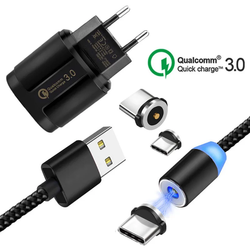 

Magnetic USB Cable QC 3.0 Fast Charger Type C Magnet Charge Wire For Samsung S8 Huawei P20 Pro P30 lite Google Pixel 3a XL phone