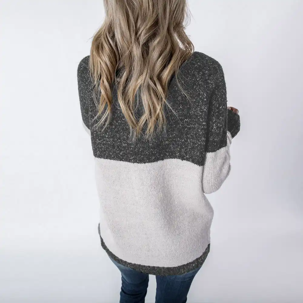 siesta mareado niebla Suéter Calsual sueter mujer tallas grandes manga larga combinación de  colores tejer suéter invierno ropa mujer 2018| | - AliExpress