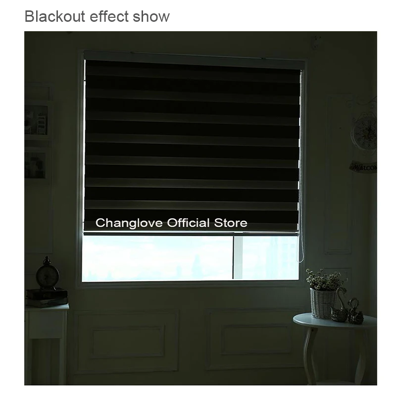 Зебра жалюзи на заказ затемненный двойной слой, рулонная штора в черном окне занавески для гостиной 12 цветов доступны
