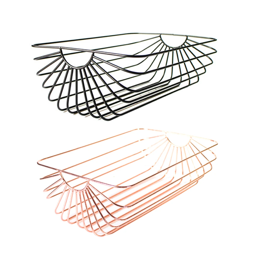 Железная корзина для хранения в скандинавском стиле, корзины для хранения из розового золота для использования на домашней кухне