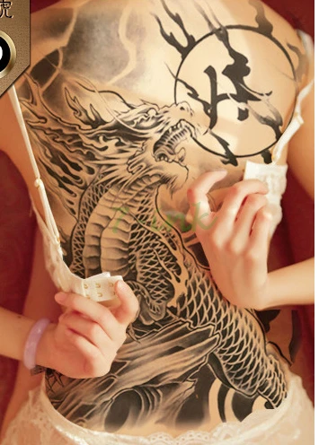 Водостойкая временная татуировка наклейка Китай миф Дракон Татуировка Водная передача поддельные татуировки флэш вся задняя татуировка для мужчин и женщин