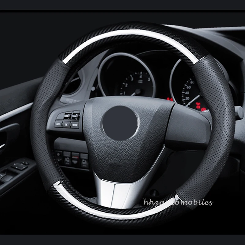 Чехол рулевого колеса автомобиля из углеродного волокна для BMW Micro Fiber Leather Авто Руль диаметром 38 см для Ford