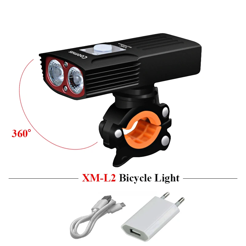 

dual light source led headlight bike light xm l2 usb bicycle light headlamp 5200mah flashlight luces bicicleta waterproof lamp