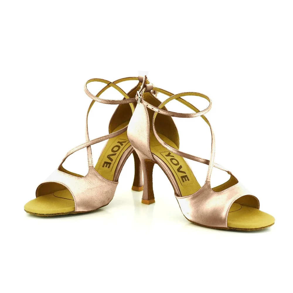 YOVE Dance font b Shoe b font Satin Women s Latin font b Salsa b font