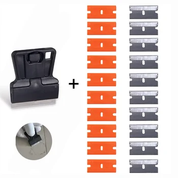 

FOSHIO Window Tint Vinyl Wrapping Razor Scraper+20pcs Razor Blade Foil Film Glue Removing Car Stickers and Decals Cleaning Knife