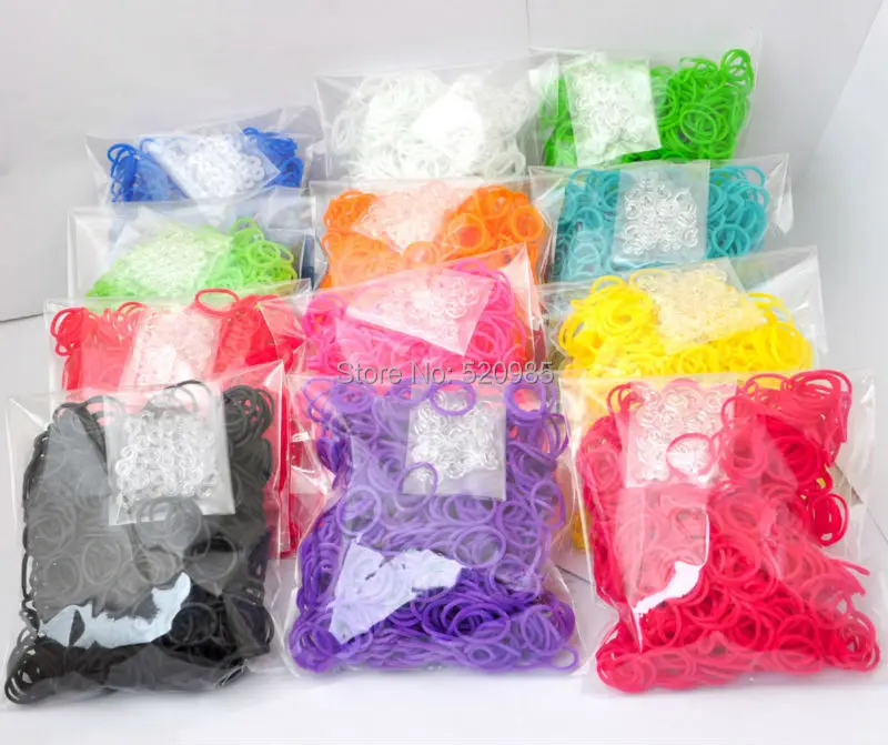 1000packs double colors glitter rubber bands,tie dye glitter rubber