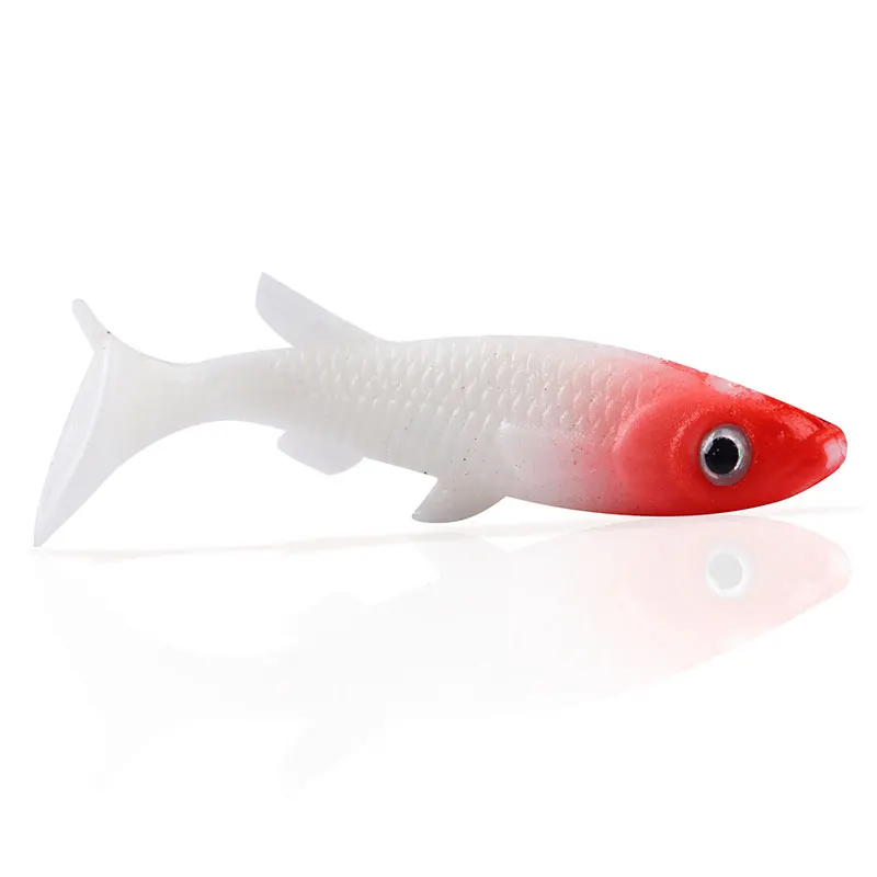 Приманка для рыбалки от ftk 5 шт. Мягкая приманка Minnow Shad Fishlike аксессуары 3D глаз поддельная рыба плавающий воблер приманка бас силиконовая морская HF - Color: 008
