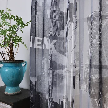 

2018 sheer curtains for bedroom Statue of Liberty New York window Curtains for Living Room kitchen curtains tulles sheers 1pc