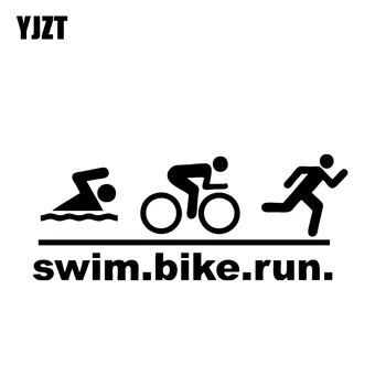 

YJZT 17.8*7.1CM Triathlon Swim Bike Run And Sports Decor Car Sticker Vinyl Accessories Black Silver C12-0628