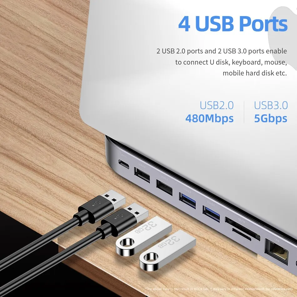 Рок-н-Тип usb C 3,1 станция dex 12-в-1 USB-C к HDMI, VGA, 100 Вт PD Быстрая Зарядка Док-станция с подставкой для планшета мобильных телефонов