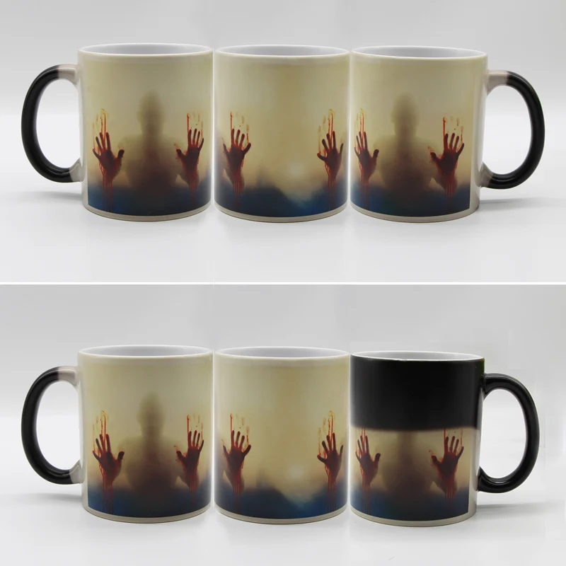 Новейший дизайн зомби изменение цвета кофейная кружка Тепло сенсивная Волшебная чайная чашка кружки Ходячие мертвецы кровавые руки подарок