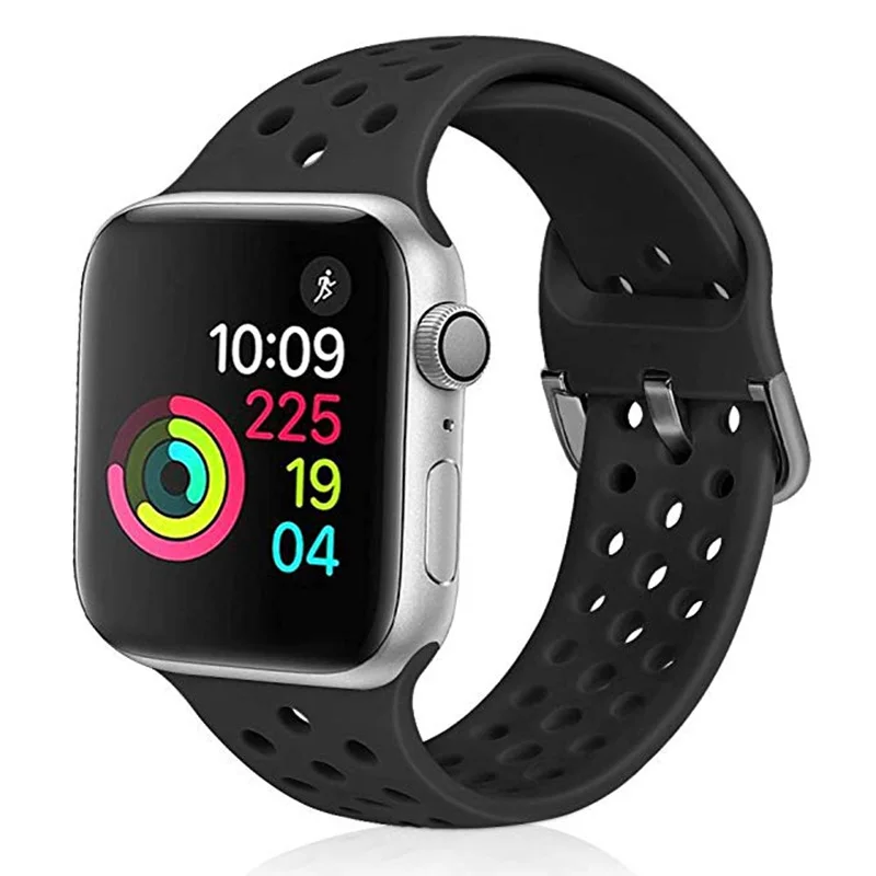 

Newest Soft Silicone Sport Watchbands For Apple Watch 4 Band 44MM 40MM 42MM 38MM Breathable Strap For iWatch Series 4/3/2/1