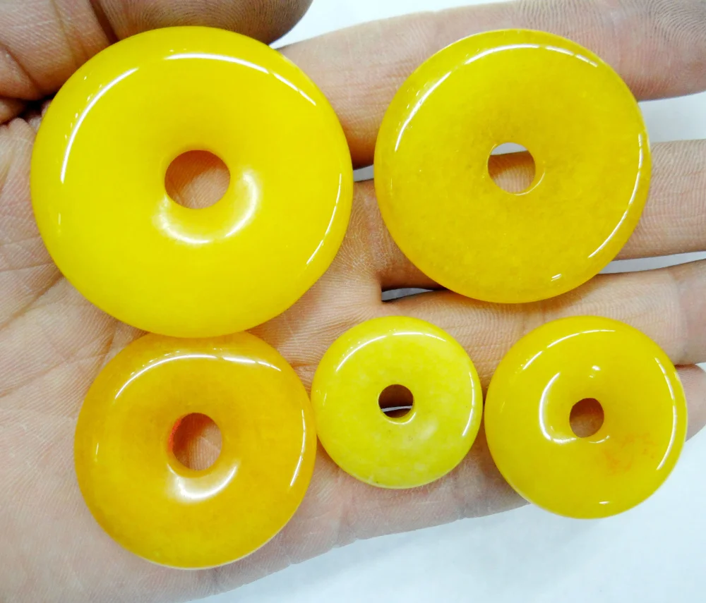 

Fashion high quality natural yellow stone circle donut charms pendant for jewelry making buckle pendants 10pcs wholesale