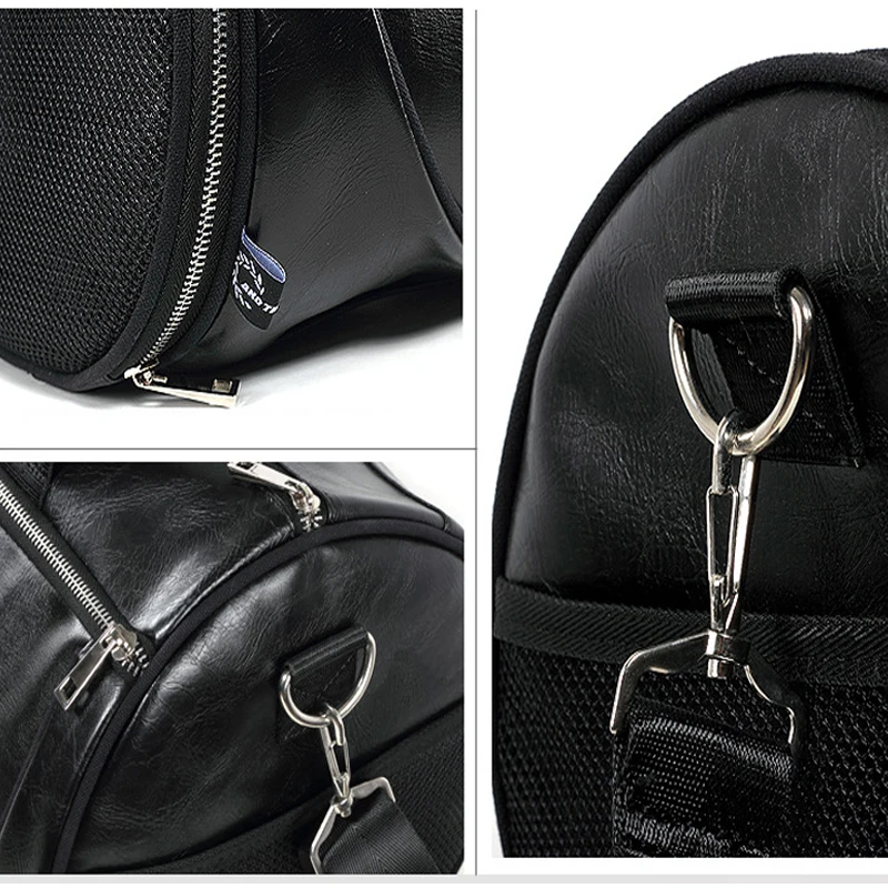 Top Quality PU Mixed Color Sports Gym Bag For Men Women with Independent shoes Travel Yoga Handbag Training Fitness Shoulder Bag