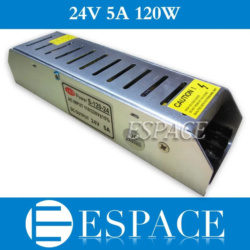 

New arrival high quality 24V 5A 120W Switching Power Supply Driver for LED Strip AC 100-240V Input to DC 24V free shipping