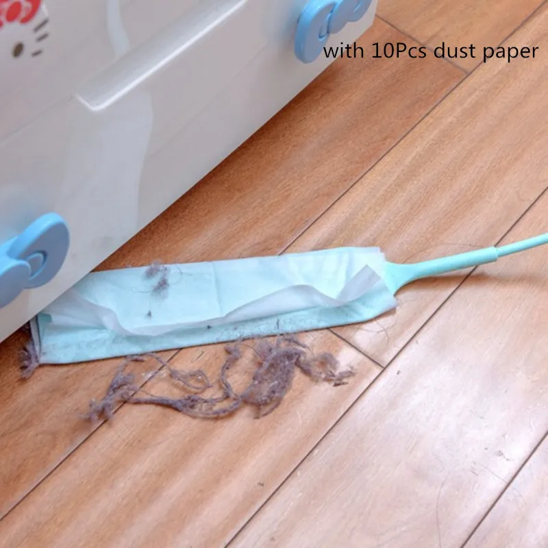 1PC Long Crevice Dust Brush Non-woven Dust Mites Cleaning Tools Artifact Cleaning Dust Household Cleaning Set +10Pcs Dust Paper