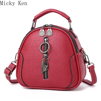 

High Quality solid PU Leather Women Bag Ladies Cross Body Messenger Shoulder Bags Vintage Handbags kitten ornaments