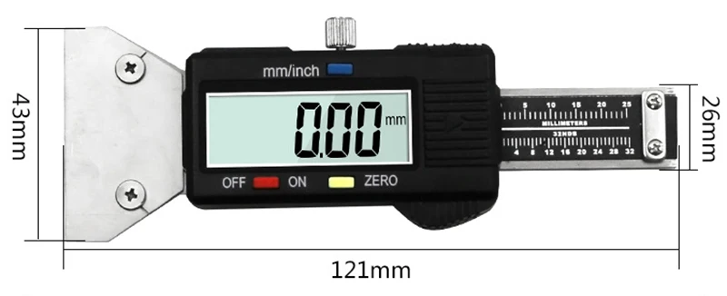 Черный цифровой измеритель Глубина рисунка протектора из нержавеющей стали 0-25 мм измерительная линейка измерительный прибор для измерения давления автомобиля