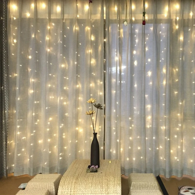 

New Year 4.5M x 3M Outdoor Curtain Icicle LED String Lights 8 Modes Fairy Garland Home For Christmas Holiday Wedding Party