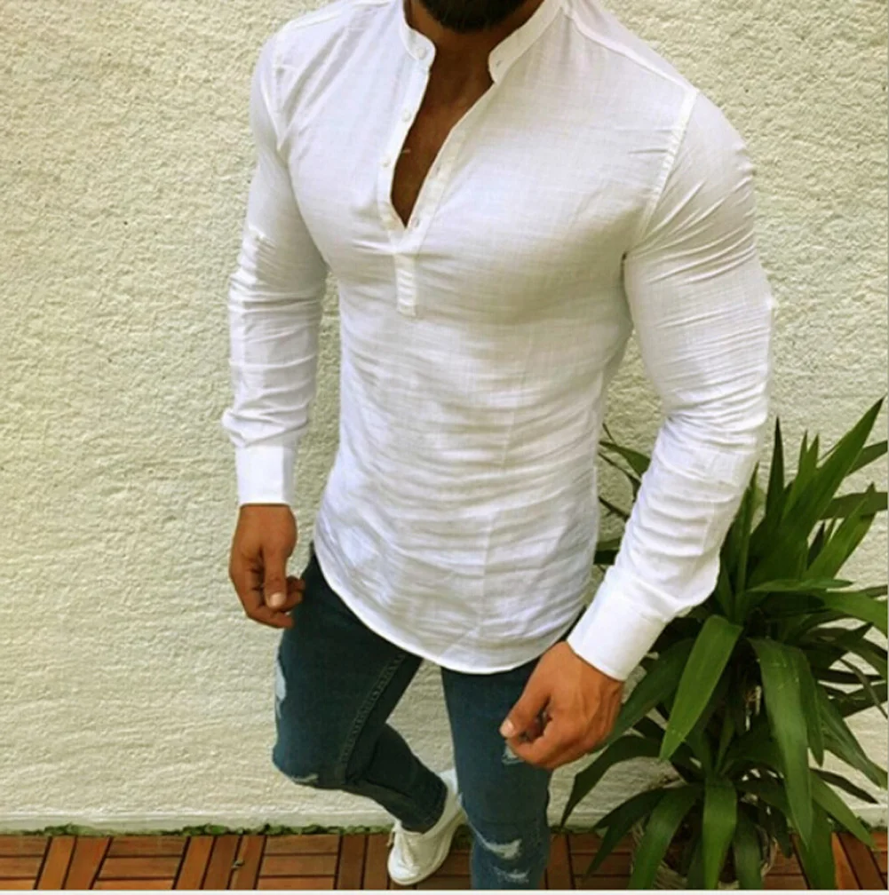 Мужская облегающая футболка с v-образным вырезом и коротким рукавом, повседневные топы, футболки Хенли