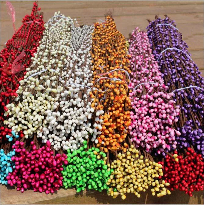 

50pcs/lot 65cm Lenght Hand-Made DIY Berry Garland Wreath Artificial Garland Vine Wisteria Flower Rattan Hiar Hat Decoration