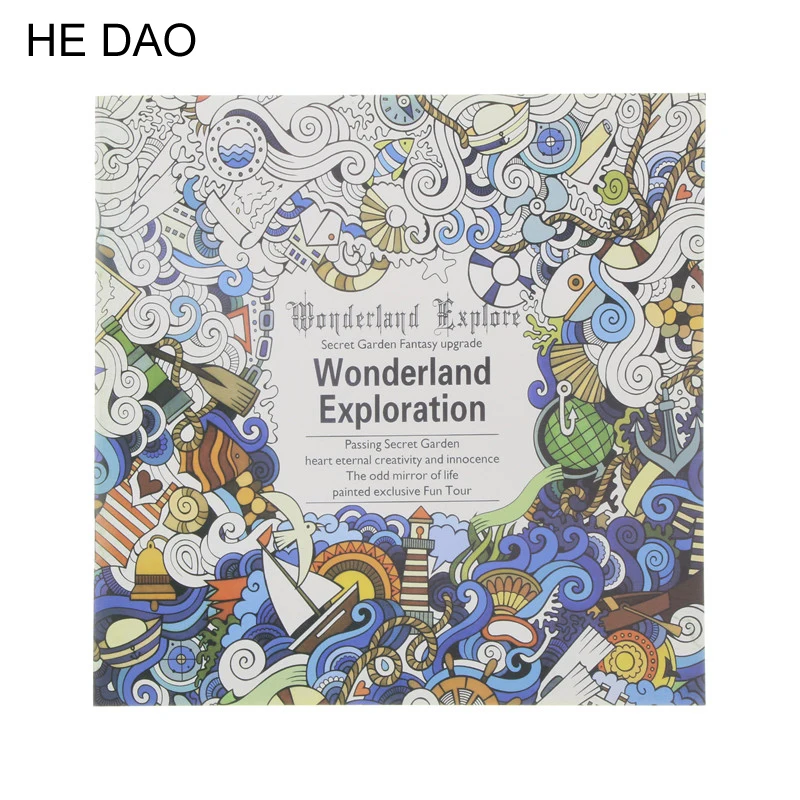 1 PCS 24 Pages English Version Wonderland Exploration Coloring Book For Adult Relieve Stress Graffiti Drawing Art Book