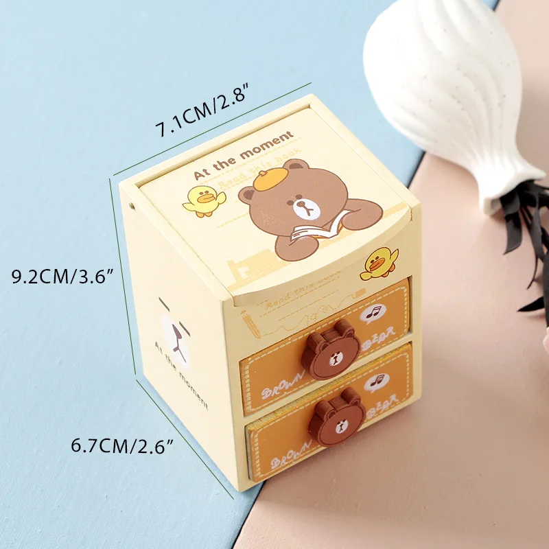 Настольный двухслойный ящик для хранения ювелирных изделий с медведем, креативный деревянный для косметики, отделочная коробка для дома, спальни, Настольный ящик для хранения