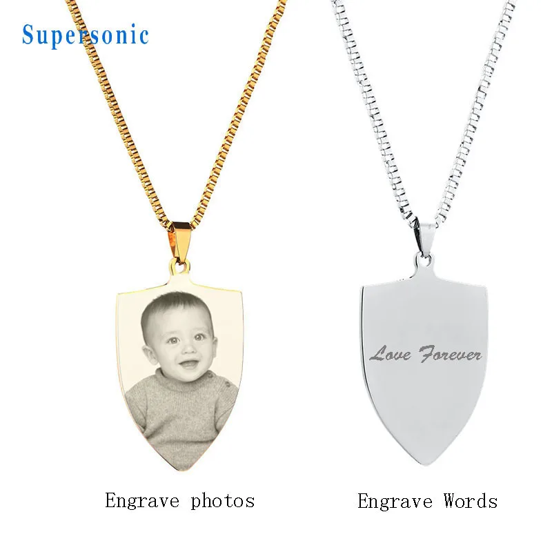 Novel Custom Stainless Steel Engraved Necklace Personalized Name Photo