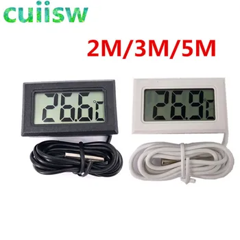 1PCS Mini LCD Digital Thermometer indoor outdoor 2M/3M/5M Meters with remote sensor for car 1pcs mini lcd digital thermometer for fridges freezers coolers aquarium chillers mini 1m probe black