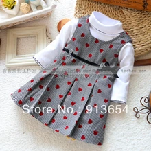 Новинка года; сезон весна-осень; платье для девочек; комплекты одежды для малышей; детская футболка; клетчатое платье принцессы на бретелях; костюм-двойка; универсальные платья для маленьких девочек