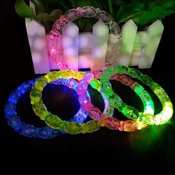 

New Colorful Acrylic LED Light Up Wristband Flashing Bracelet Bangle Concert Cheer Prop Toy Halloween Glow Party Supplies