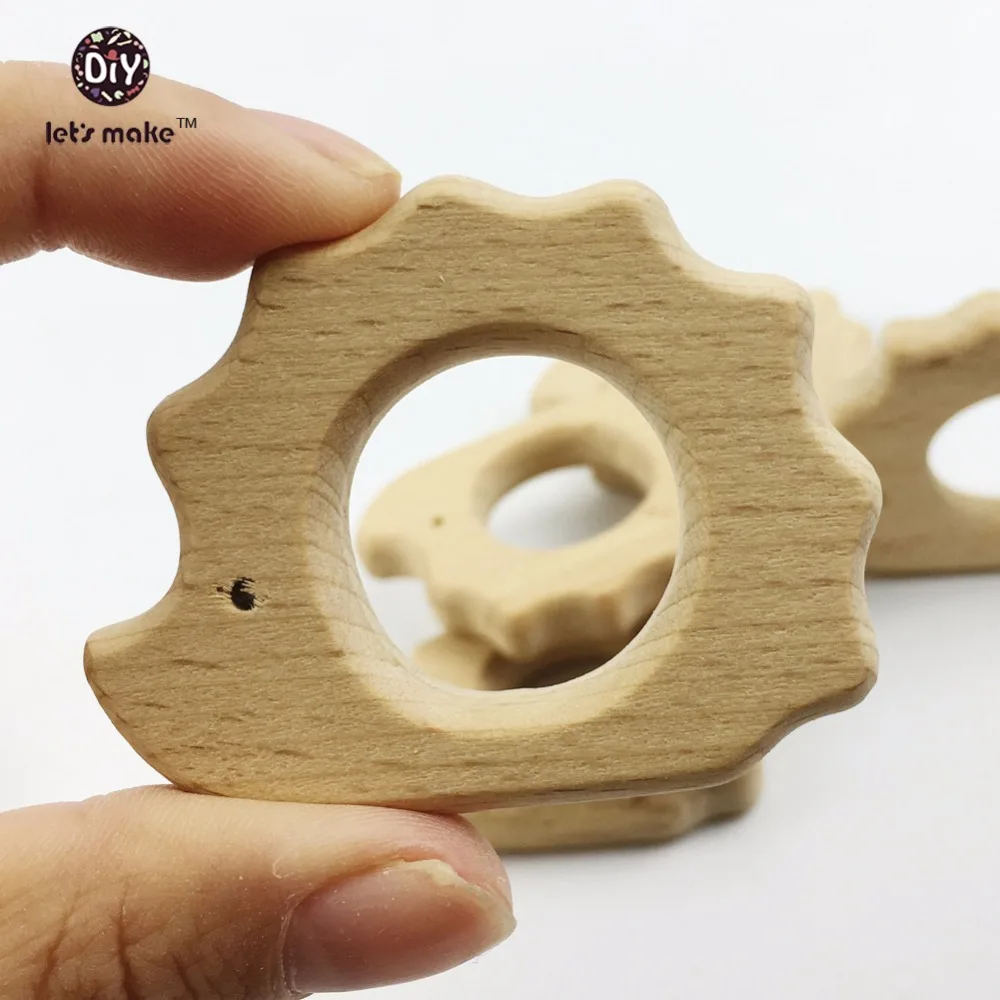 Давайте сделаем деревянный Прорезыватель Porcupine экологичный бук Ежик Прорезыватель для зубов Монтессори Вдохновленный натуральный развивающий Игрушки для малышей