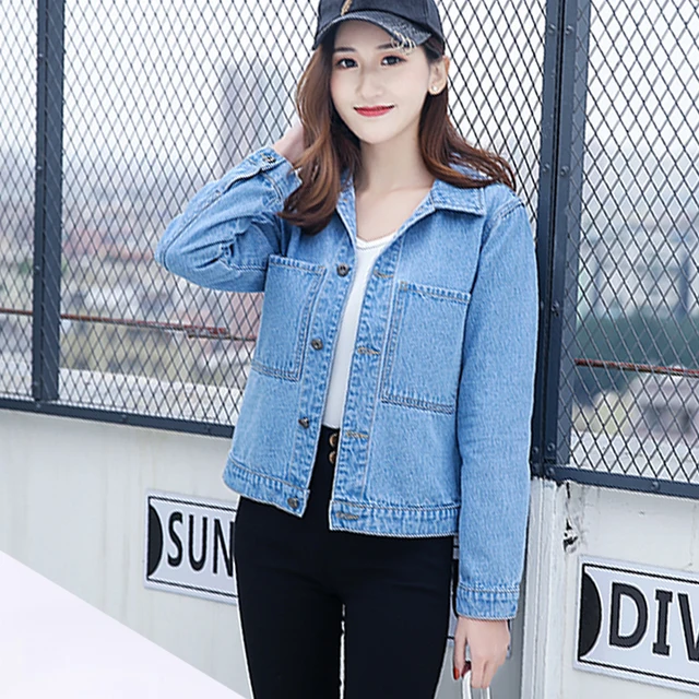 Denim Jacket Coat Women Basic Coats 2018 Autumn Winter Fashion Female Long Sleeve Solid Wild Jean Denim Jacket Casual Outerwear 1