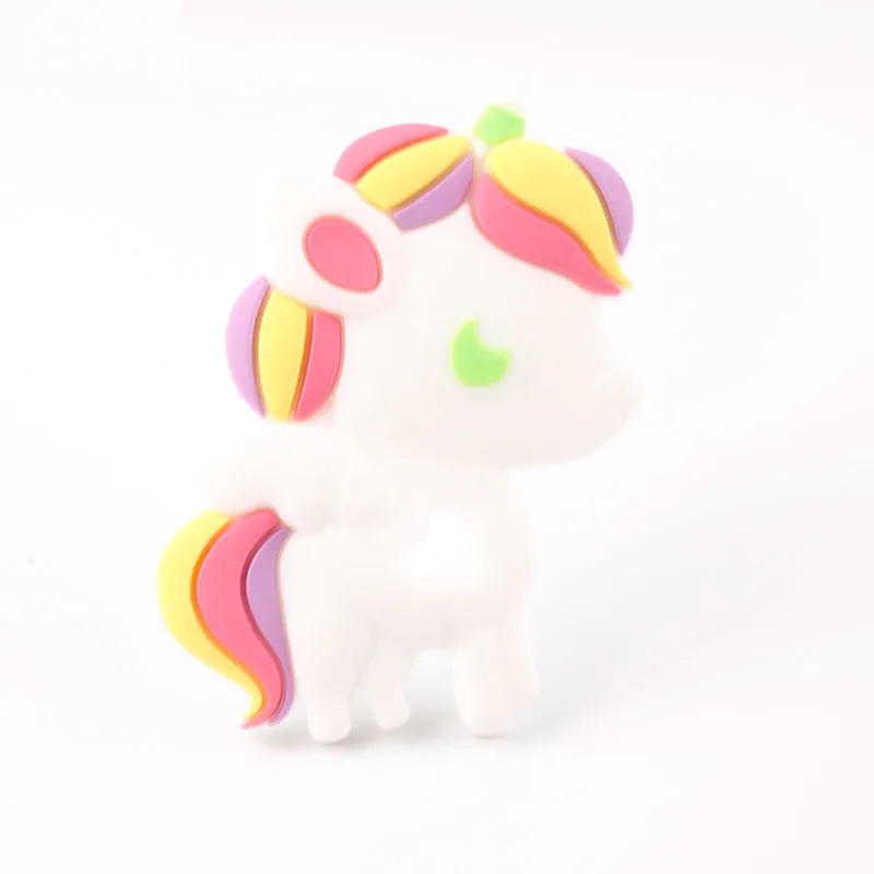 Past Pink Unicorn Силиконовые Прорезыватели для зубов без бисфенола, миниатюрный стержень, сделай сам, Прорезыватель для зубов, ожерелье, подарок для ребенка, Мультяшные животные, прорезыватель, давайте сделаем 1 шт - Цвет: Past Pink Unicorn