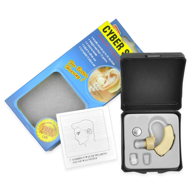 2PCS Cheap Hearing Aid BTE Behind Ear Adjustable Ear Amplifier for Hearing Loss Elderly Deafness Hearing Aids Care