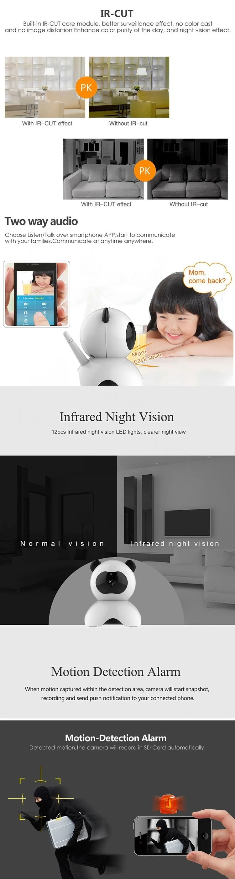 China Cute panda shape FHD 1080p wifi CCTV camera remote control PTZ cloud storage IP camera security camera.jpg