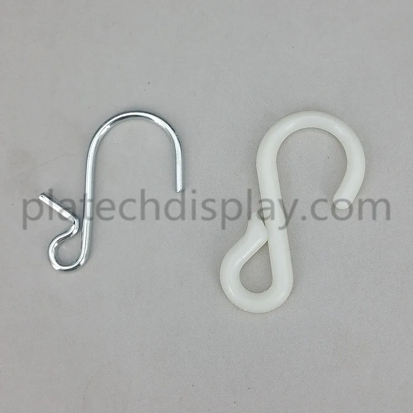 

Metal or Plastic S Hanging Hang Hooks For Supermarket Retail Display Clip Strips 200pcs/lot