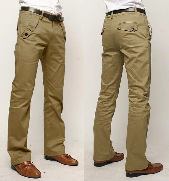 Hot 2017  Mens Pants Autumn Casual Straight Long Male 100% Cotton Trousers Pants Middle Waist Soft Comfortable Size 29-36