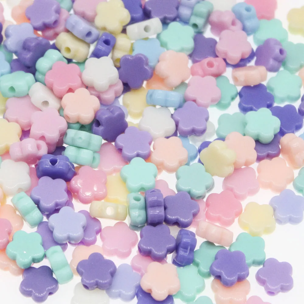 

CHONGAI 100pcs Mixed Color Acrylic Charm Plum blossom Spacer Beads For Jewelry Making DIY 10mm