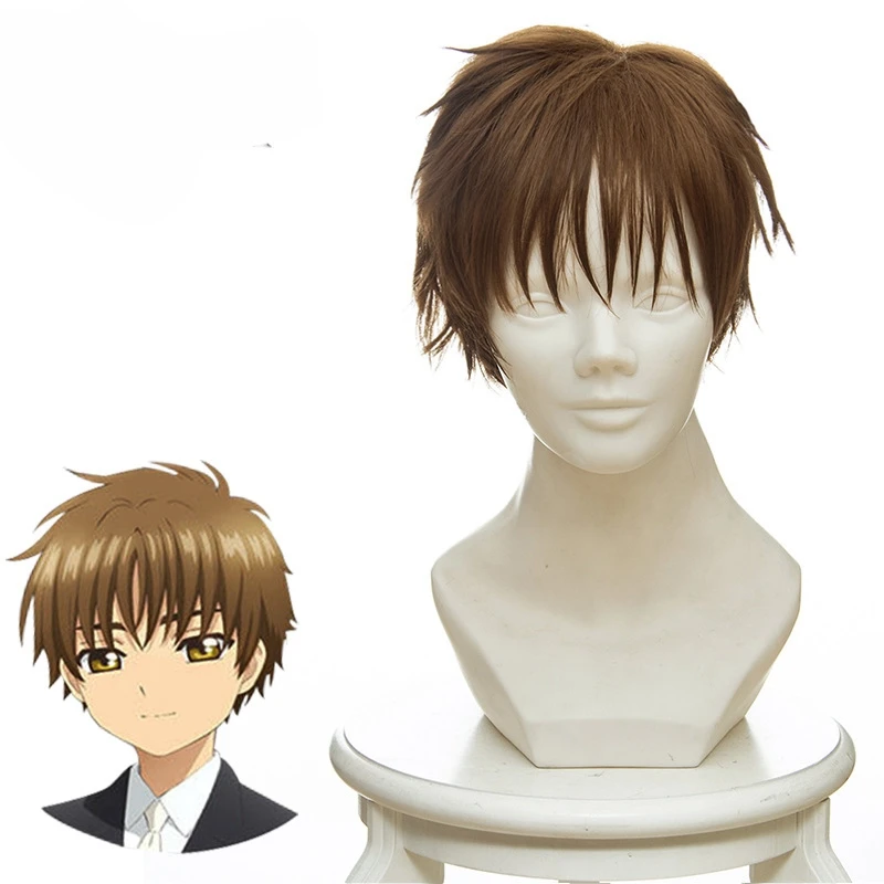 Карточка Captor Sakura прозрачная карта LI SYAORAN косплей парик 30 см короткие прямые синтетические волосы парик для мужчин мальчиков костюм вечерние парик коричневый