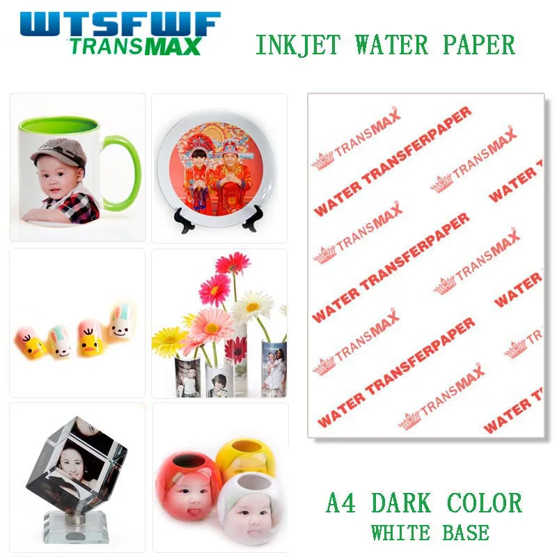 Wtsfwf лазерная или струйная водная горка, бумага для переноса воды, бумага для печати, 20 листов, прозрачная и 20 листов А4