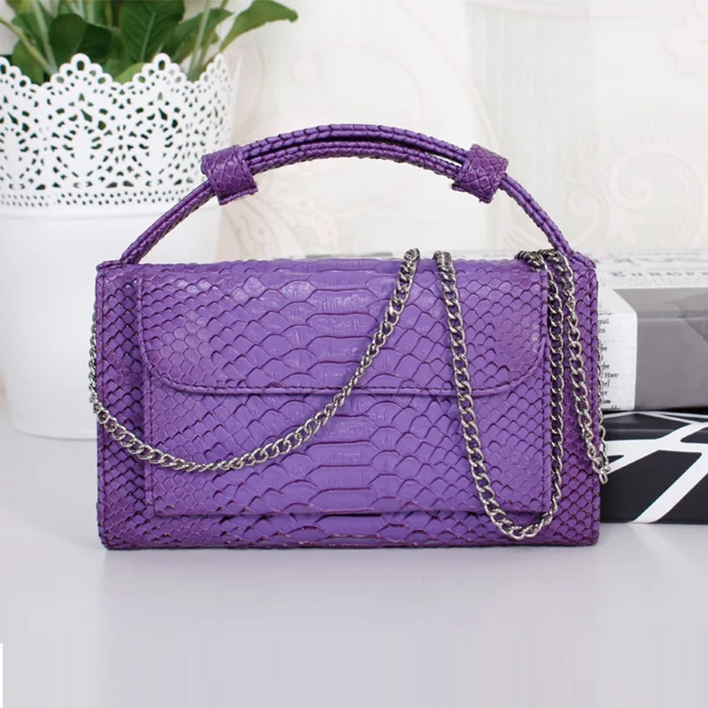 

Fashion Cow Leather Day Clutch One Shoulder Cross-body Bag Small Crocodile Pattern Genuine Leather Clutch Chain Women's Handbags