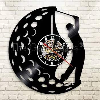 

1Piece Golfer Clock Sports Golf Club Vinyl Record Wall Clock Golf Gifts For Him Golf Fan Decorative Clock