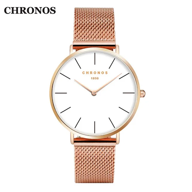 CHRONOS Mens Watches Top Brand Quartz Wristwatch Steel Mesh Simple Style Women W CHRONOS Mens Watches Top Brand Quartz Wristwatch Steel Mesh Simple Style Women W